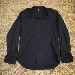 UNIQLO BUTTON UP SHIRT NAVY BLUE MENS MEDIUM